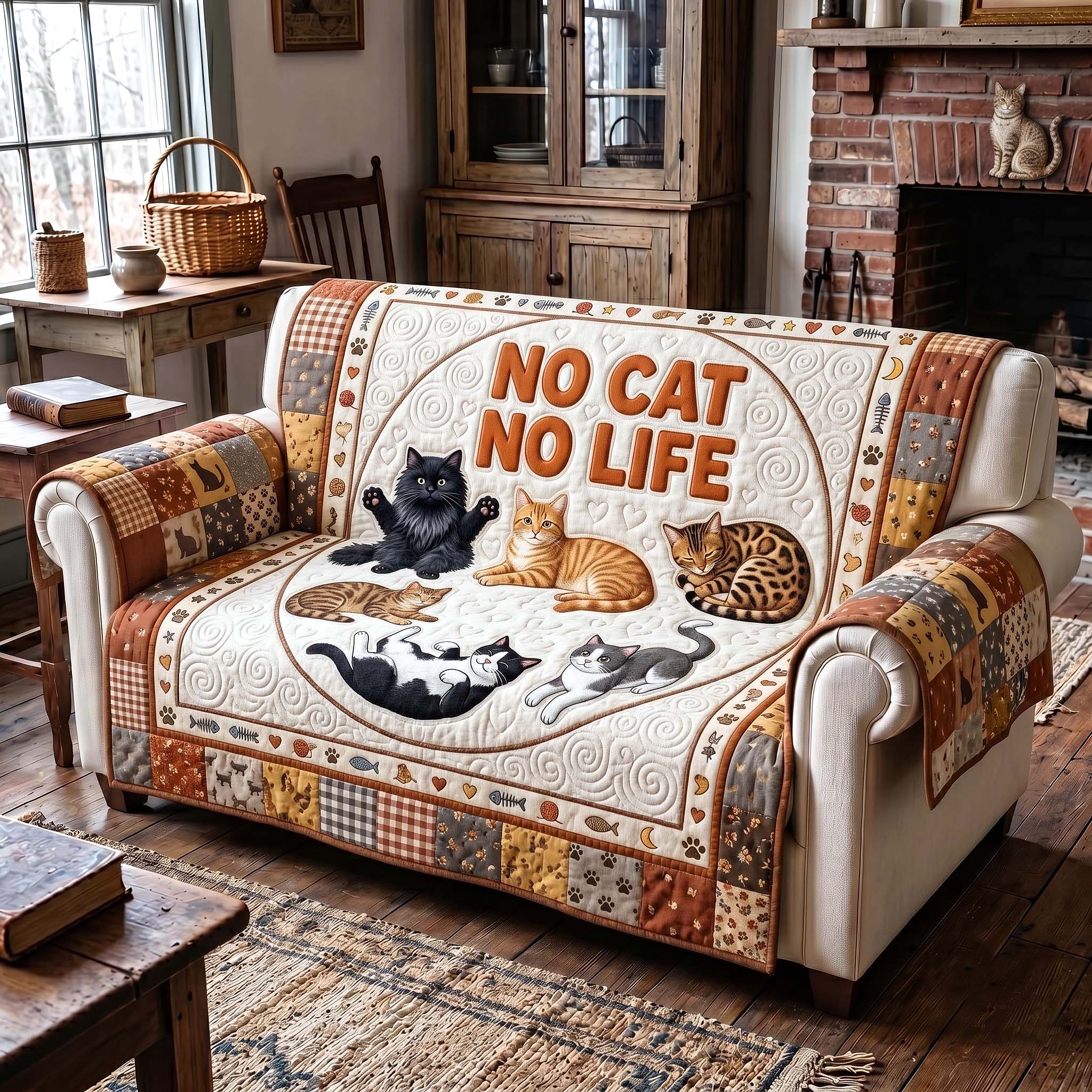 Feline Charm Quilted Sofa Cover Cozy Feline Couch Cover Great Home Decor Finds