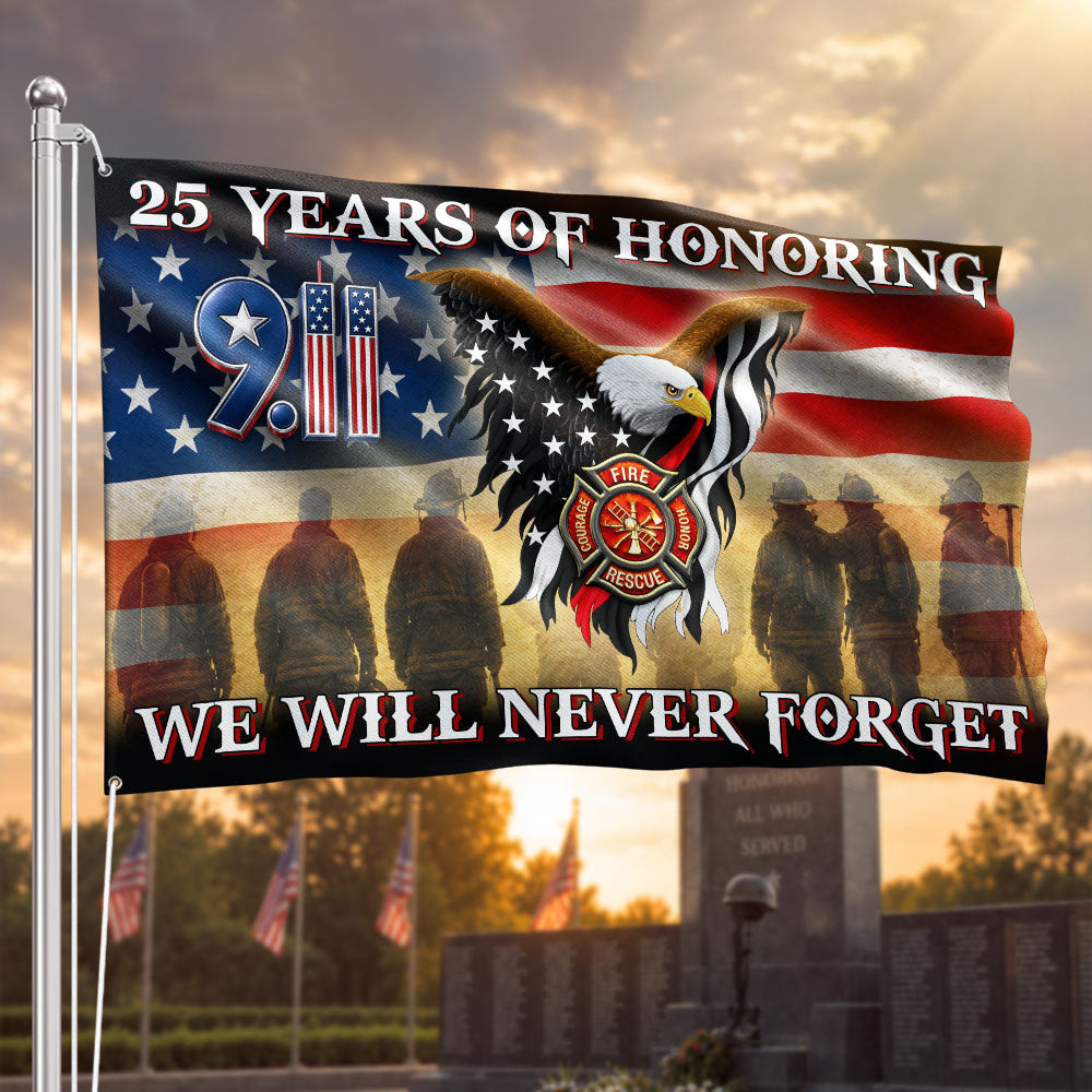 Firefighter 911 25 Years Grommet Flag Honor Heroes First Responder Flag Tribute Gift