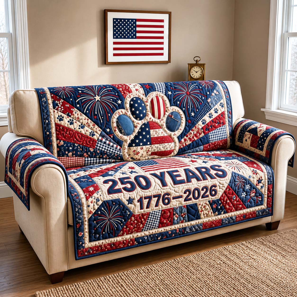Firework Pride Quilted Sofa Cover Pride Spirit Couch Cover Unique Decor Gift