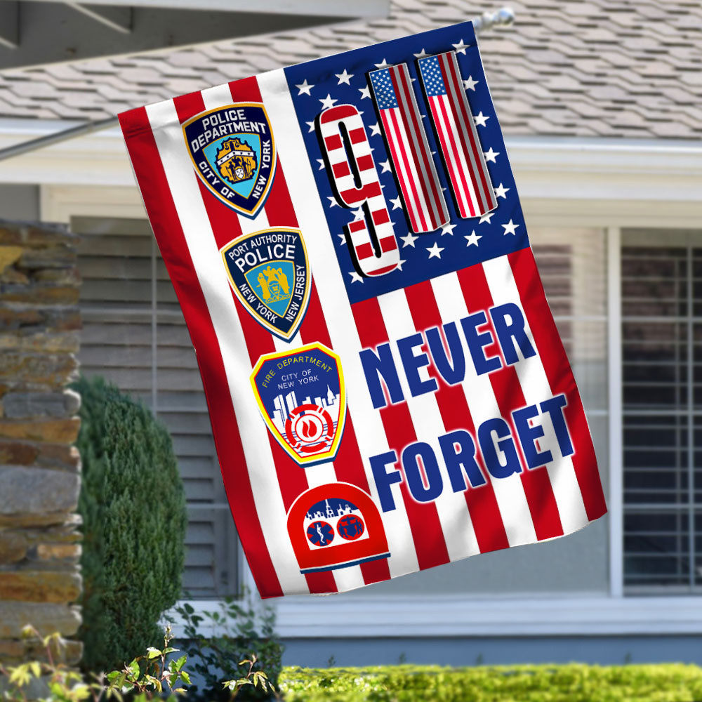 First Responder American Flag Never Forget September 11 Flag Firefighter Family Gift