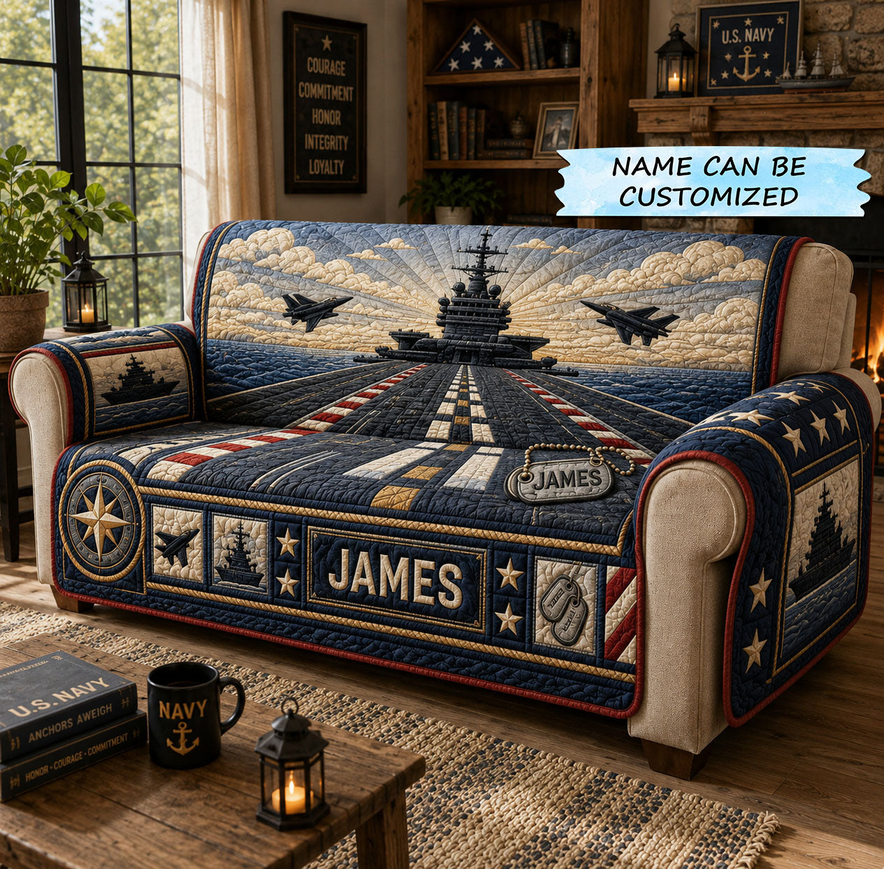 Flight Deck Of Honor Quilted Sofa Cover Flight Deck Couch Cover Top Home Decor Gifts