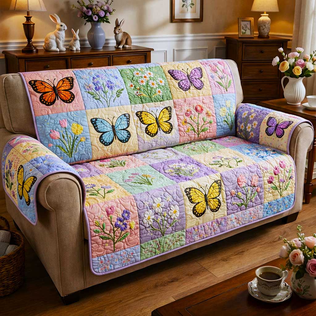 Flutter Bloom Quilted Sofa Cover Cozy Flutter Couch Cover Ideas Gift