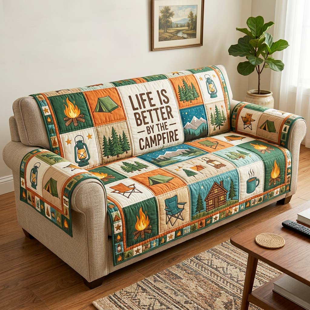 Forest Escape Quilted Sofa Cover Cozy Forest Couch Cover Unique Home Decor Finds