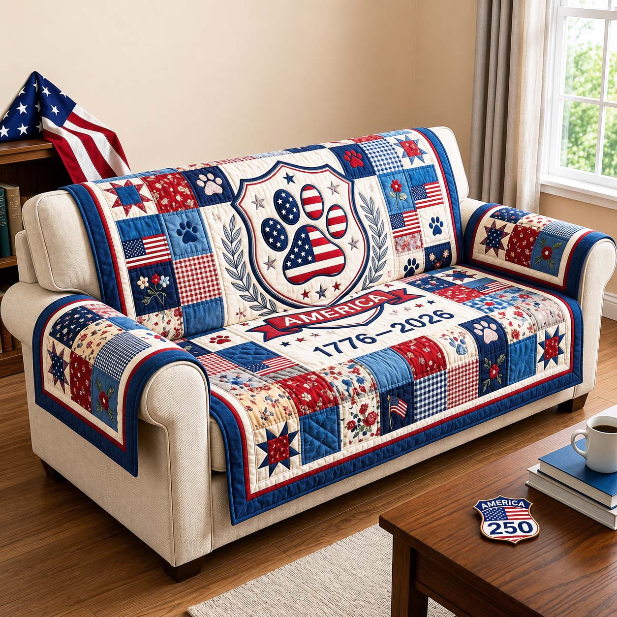 Freedom Patch Quilted Sofa Cover Freedom Roots Couch Cover Cozy Home Decor
