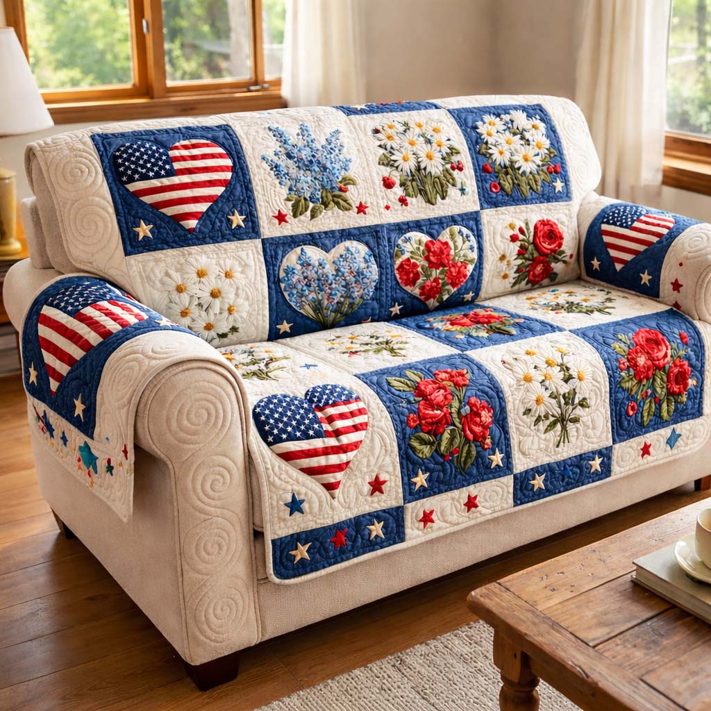 Freedom Patchwork Quilted Sofa Cover Elegant Freedom Couch Cover Presents For New Home