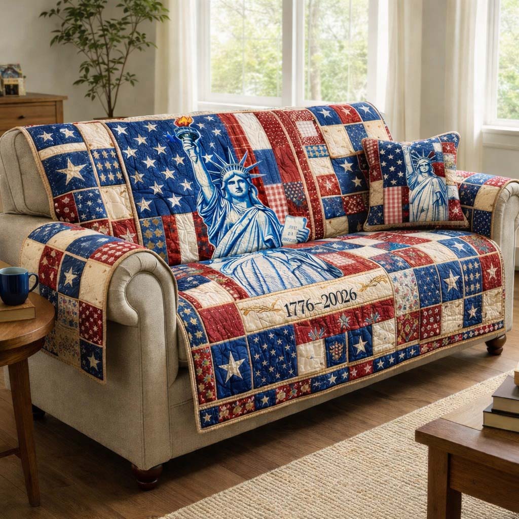 Freedom Patchwork Quilted Sofa Cover Festive Freedom Couch Cover Gift For New Home