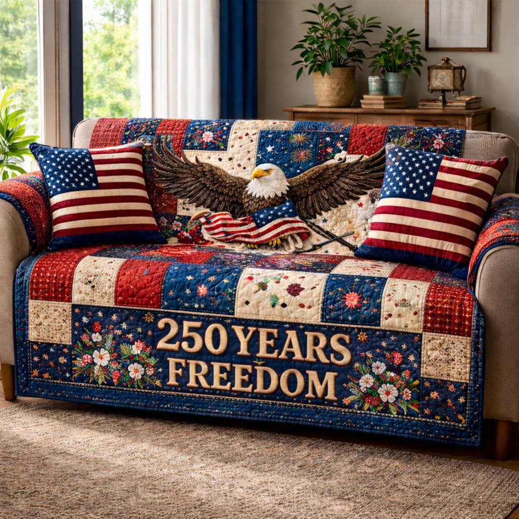 Freedom Patchwork Quilted Sofa Cover Spooky Freedom Couch Cover Gifts For New Homes