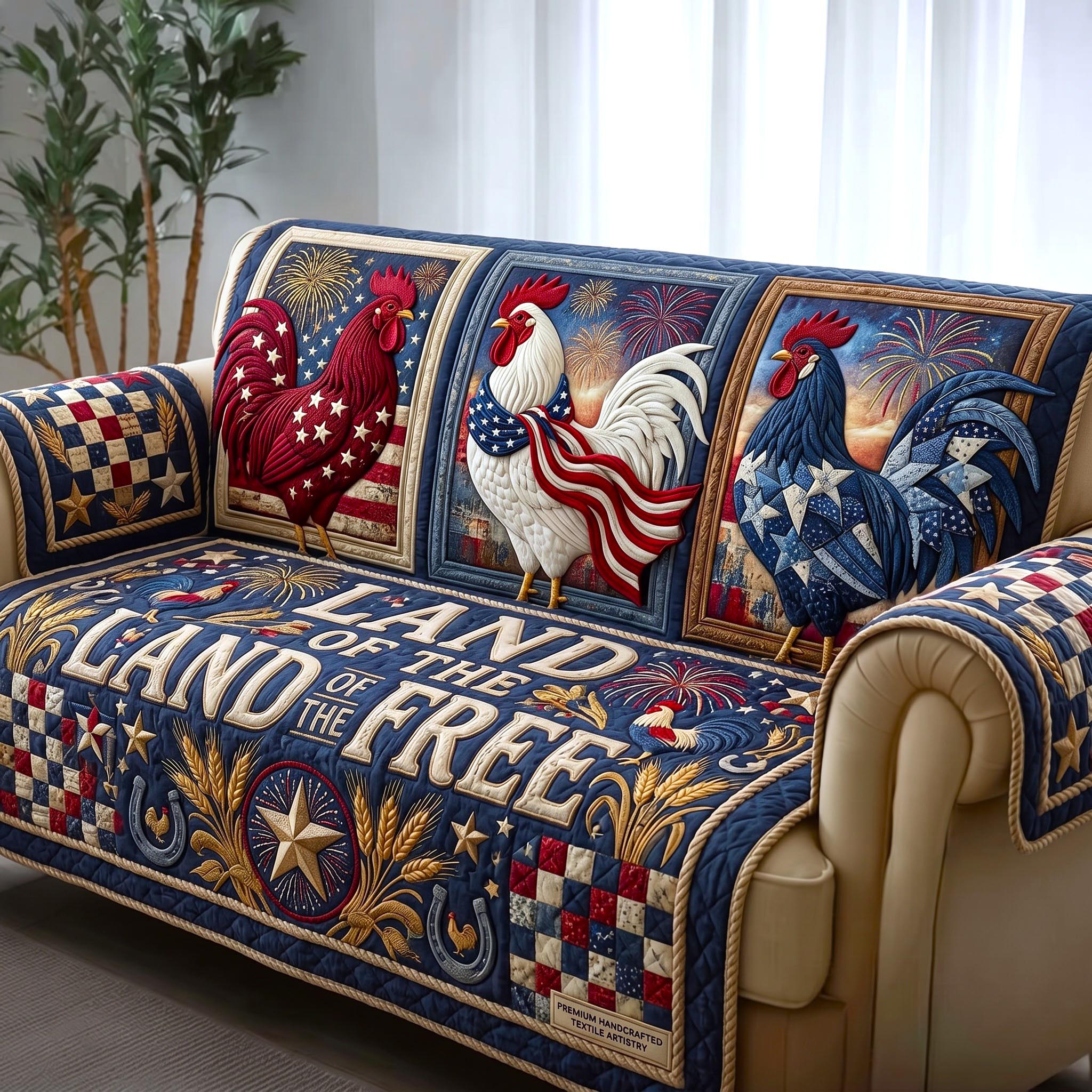 Freedom Rooster Quilted Sofa Cover Freedom Legacy Couch Cover House Lover Gift Ideas