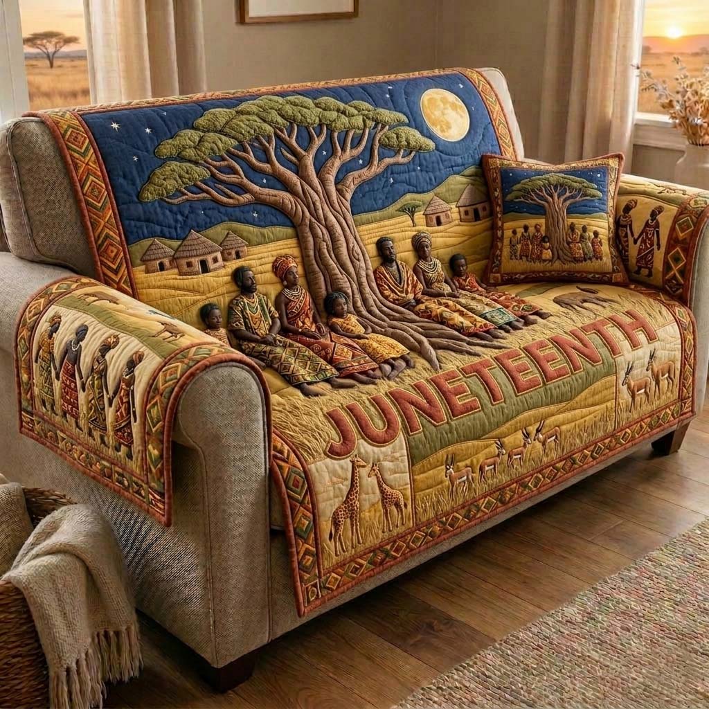 Freedom Roots Quilted Sofa Cover Rustic Freedom Couch Cover House Lover Gift