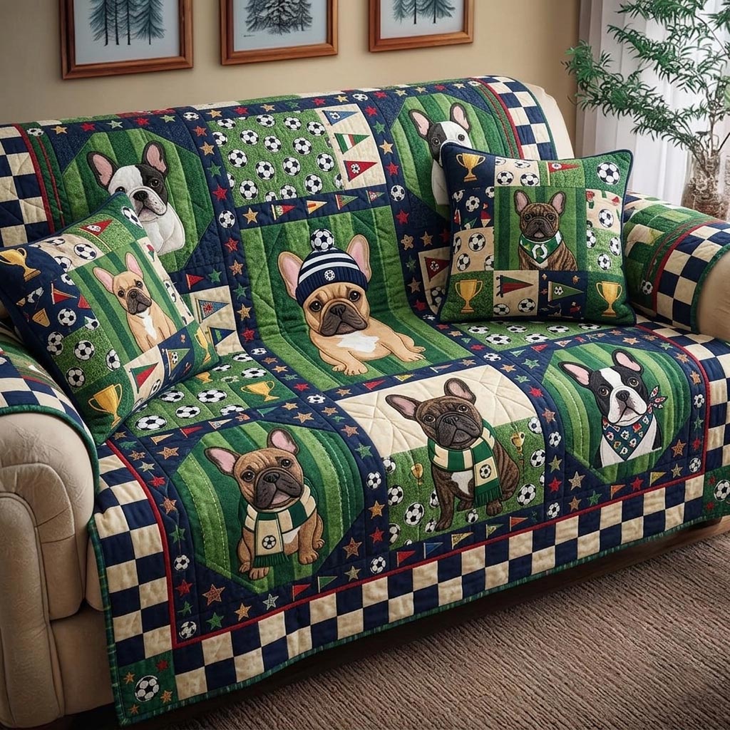 Game Day Pup Quilted Sofa Cover Cozy Game Couch Cover Great Housewarming Gift Ideas