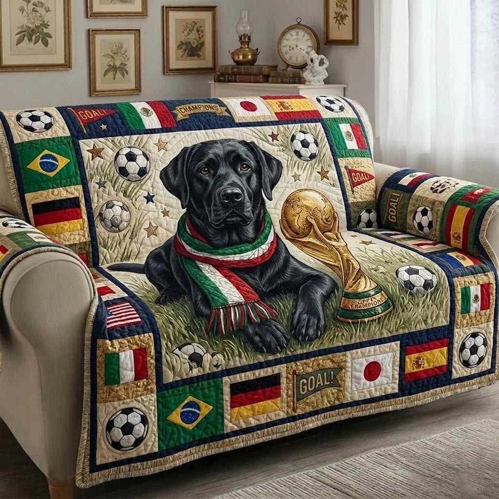 Game Day Pup Quilted Sofa Cover Rustic Game Couch Cover Unique Housewarming Gift Ideas