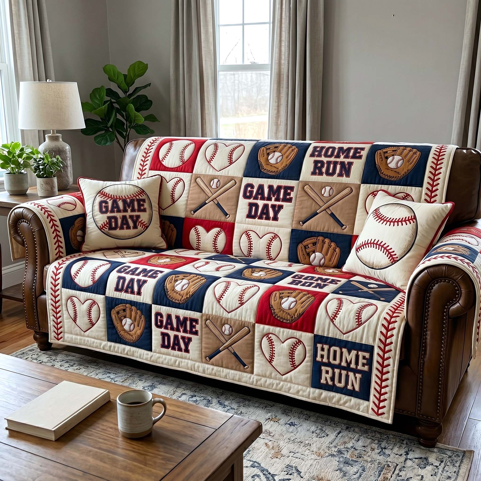 Game Day Quilted Sofa Cover Game Day Couch Cover Gifts For Room Decor
