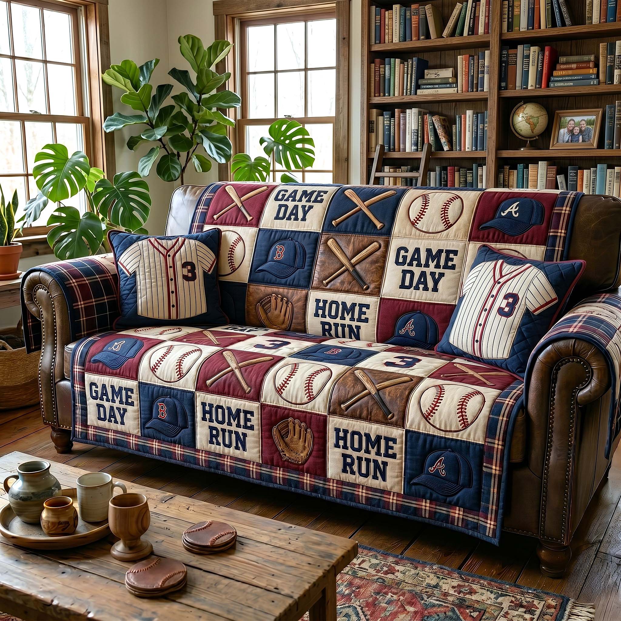 Game Day Quilted Sofa Cover Game Spirit Couch Cover Room Decor Gift Ideas