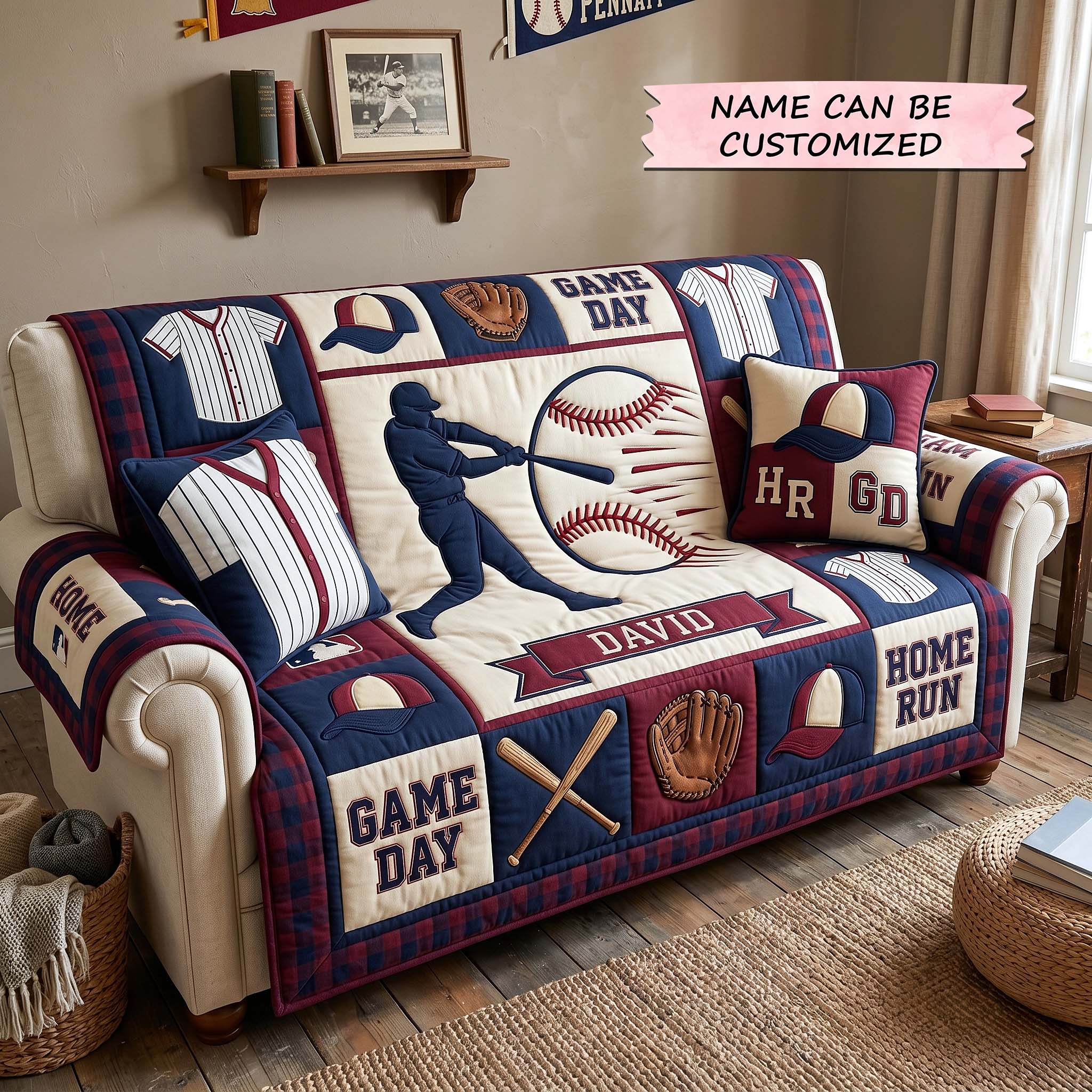 Game Day Quilted Sofa Cover Game Time Couch Cover Best Home Decor Gifts
