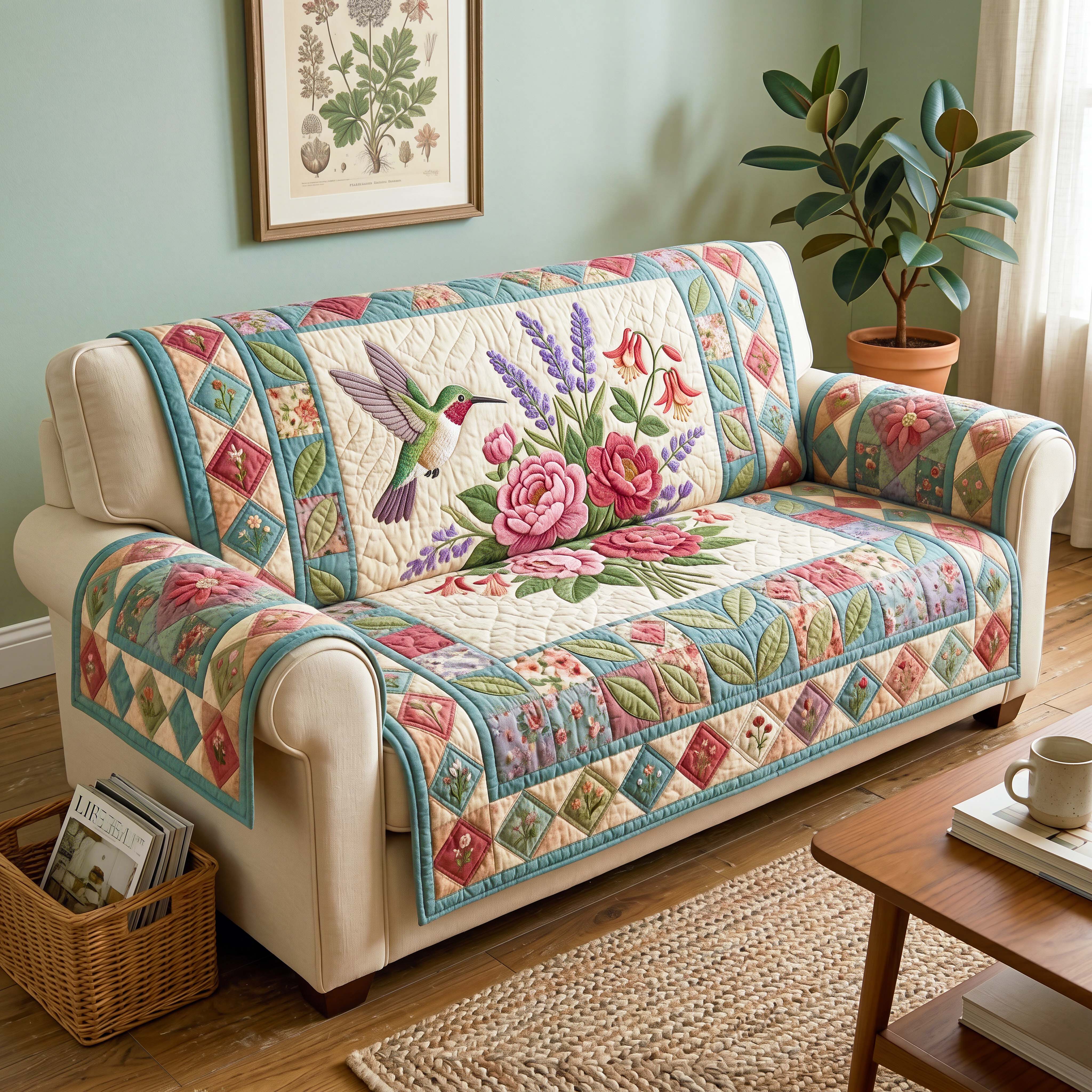 Garden Hummingbird Quilted Sofa Cover Hummingbird Spirit Couch Cover Presents For New Home