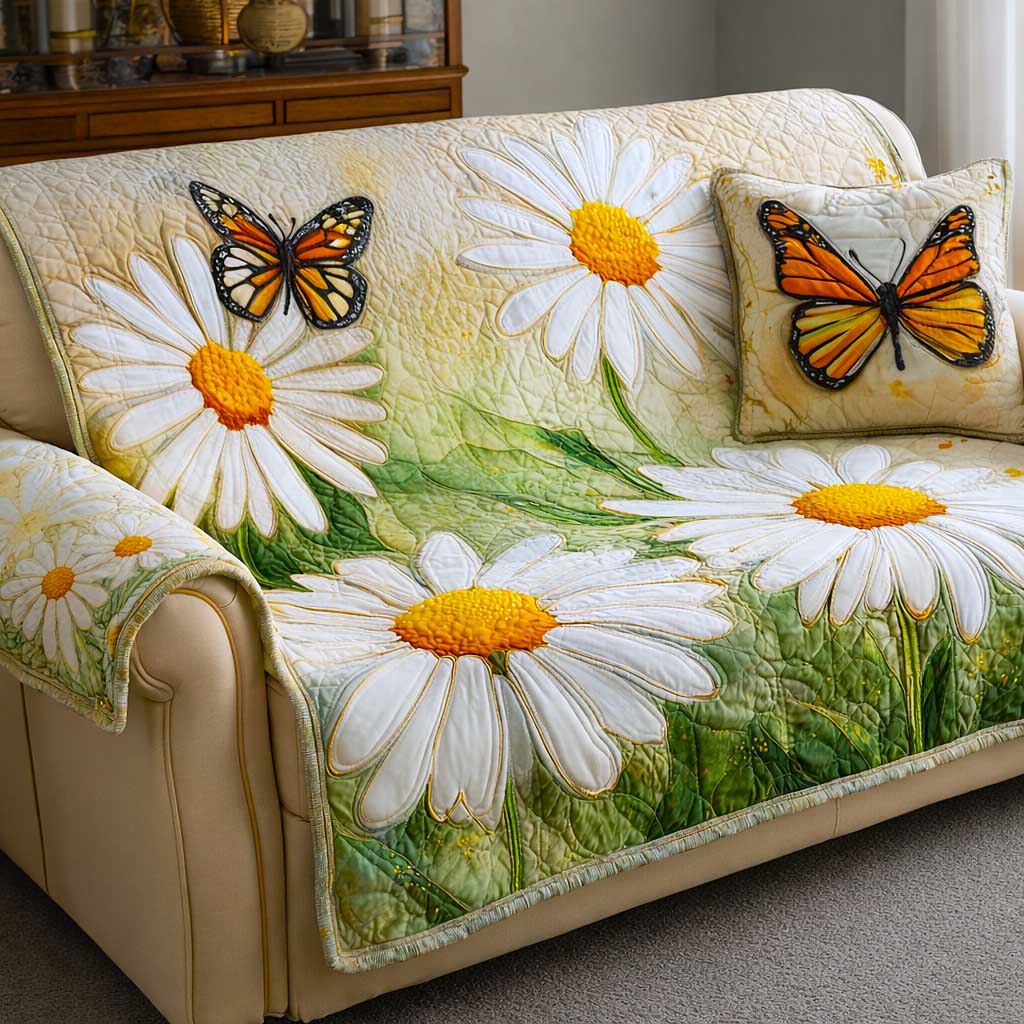 Gentle Wings Quilted Sofa Cover Spirit Wings Couch Cover Cute Room Decor