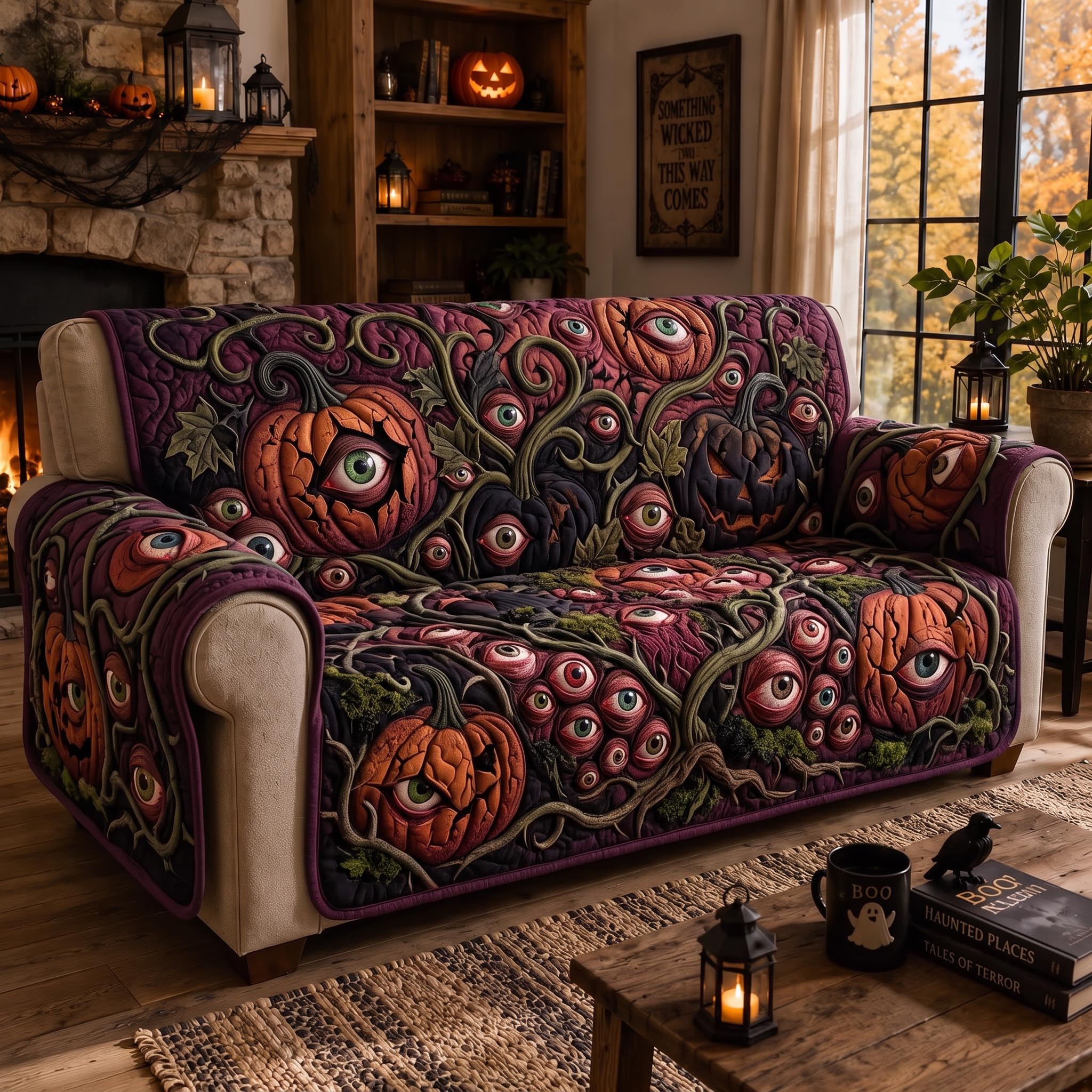 Ghostly Eyes Quilted Sofa Cover Ghostly Eyes Couch Cover Gifts For Living Rooms