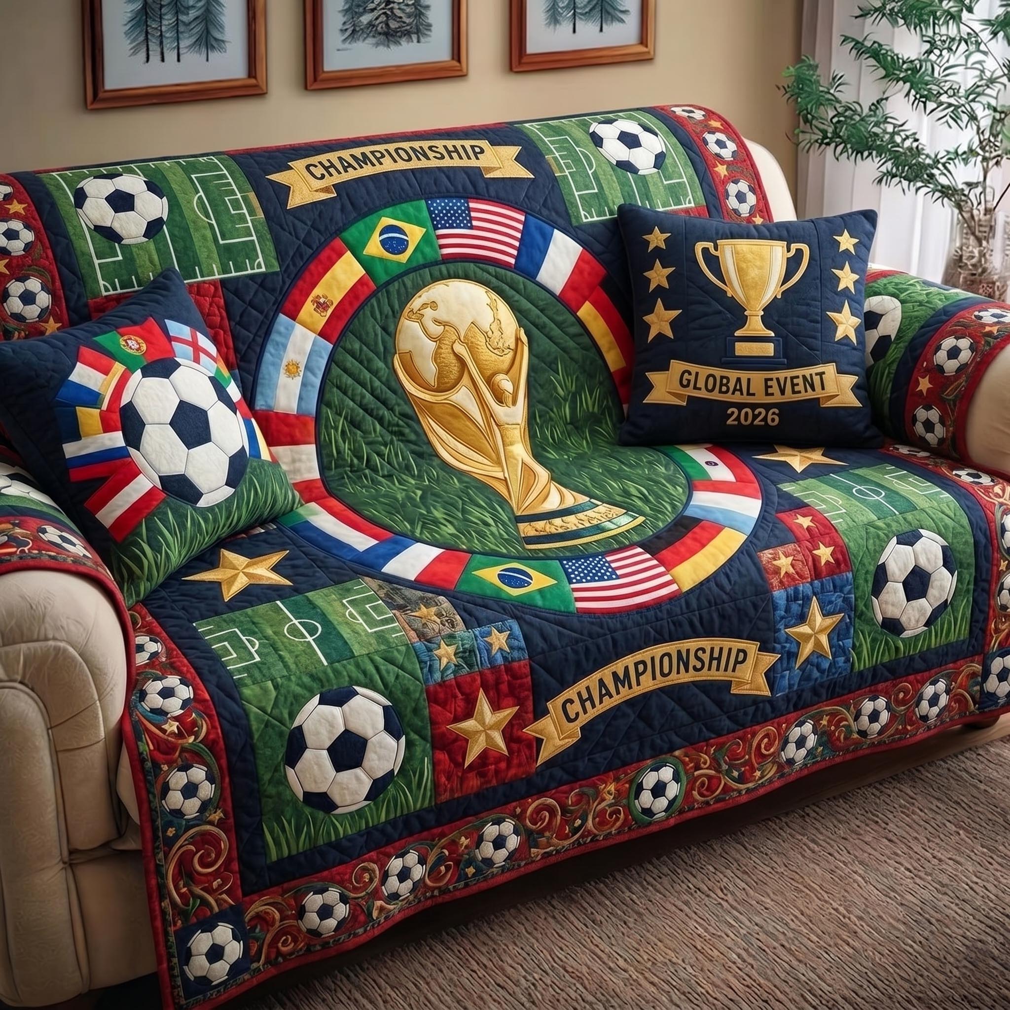 Global Match Quilted Sofa Cover Rustic Global Couch Cover Gift For Cozy Spaces