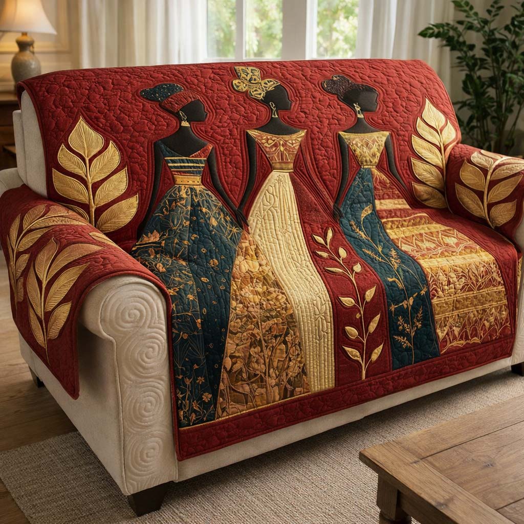 Golden Queens Quilted Sofa Cover Classic Golden Couch Cover Unique Housewarming Gift Ideas