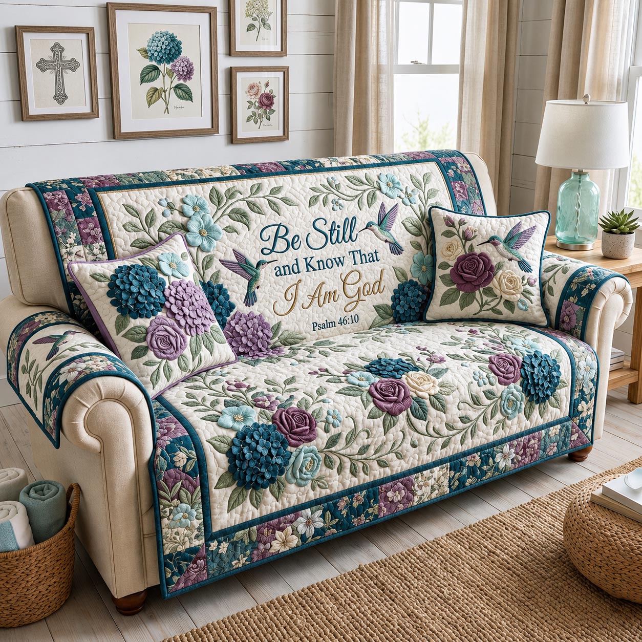 Grace Petals Quilted Sofa Cover Cozy Grace Couch Cover House Gift