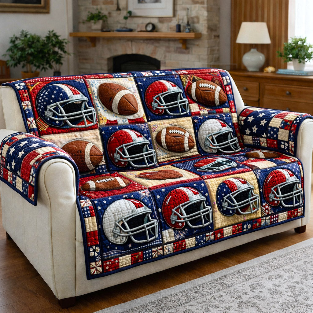 Gridiron Game Quilted Sofa Cover Stadium Game Couch Cover Trendy Room Decor