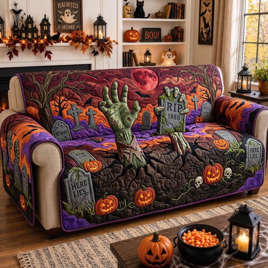 Haunted Halloween Quilted Sofa Cover Charming Haunted Couch Cover House Gift