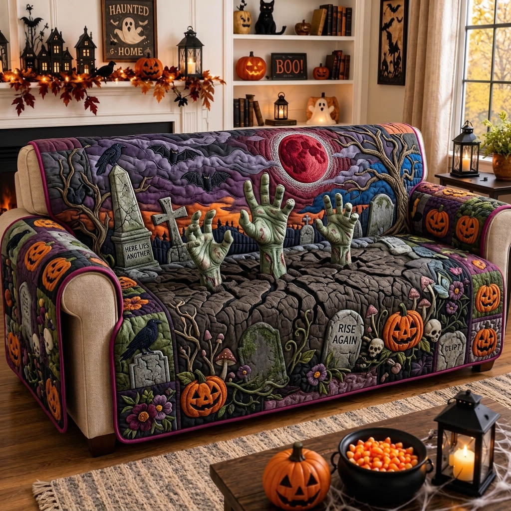 Haunted Halloween Quilted Sofa Cover Classic Haunted Couch Cover Room Lover Gift