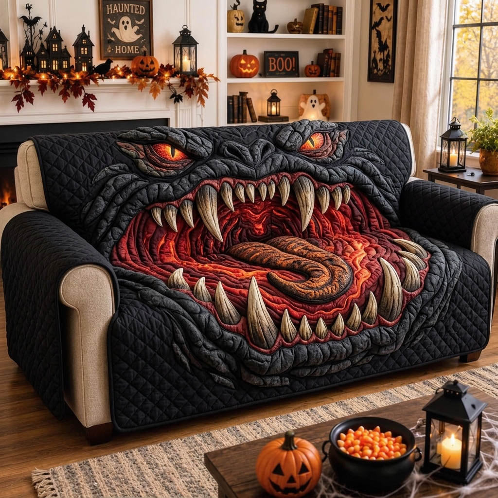 Haunted Halloween Quilted Sofa Cover Dark Halloween Couch Cover Top Decor Gift