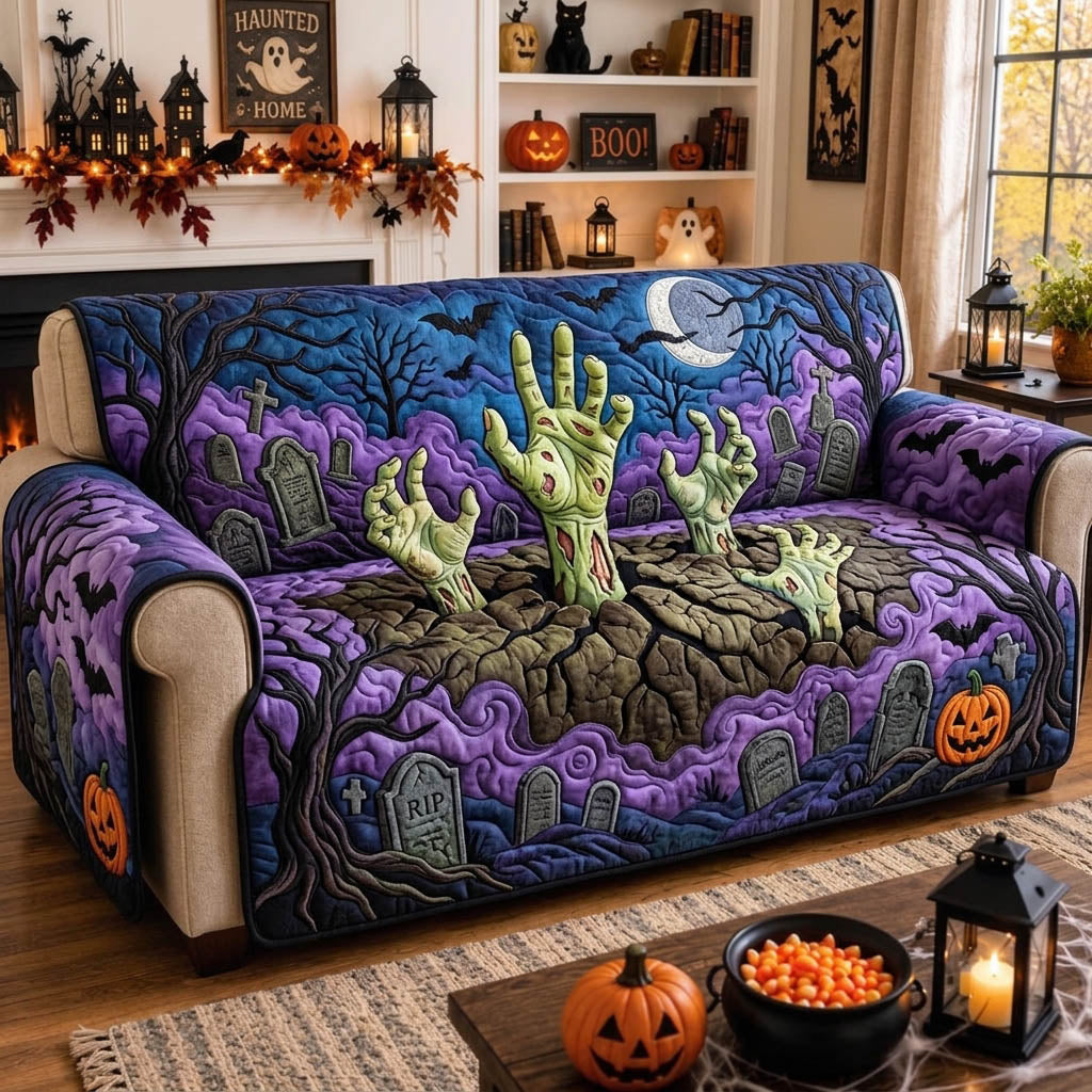 Haunted Halloween Quilted Sofa Cover Modern Haunted Couch Cover Cozy Gift