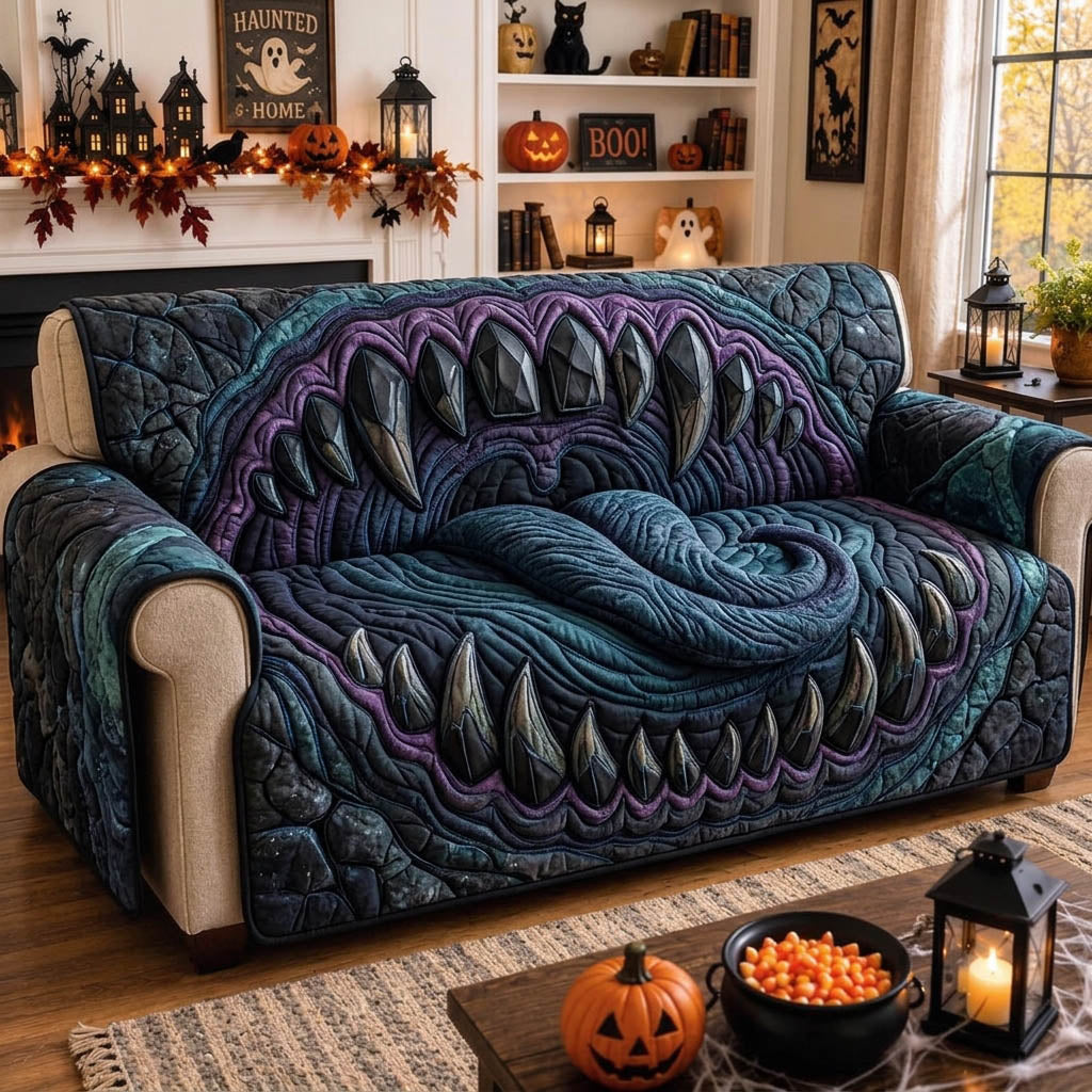 Haunted Halloween Quilted Sofa Cover Rustic Haunted Couch Cover Home Lover Gift