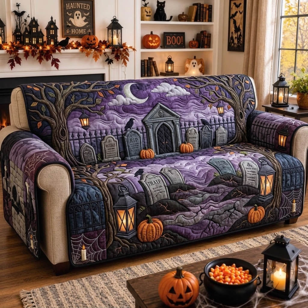 Haunted Halloween Quilted Sofa Cover Spooky Haunted Couch Cover New Home Ideas