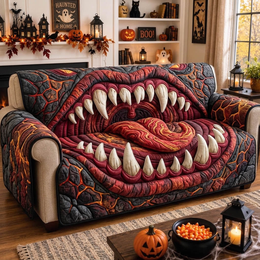 Haunted Halloween Quilted Sofa Cover Warm Haunted Couch Cover Decor Gift