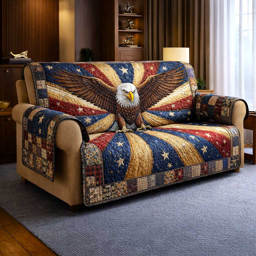 Heritage Patch Quilted Sofa Cover Cozy Patch Couch Cover Home Lover Gift Ideas