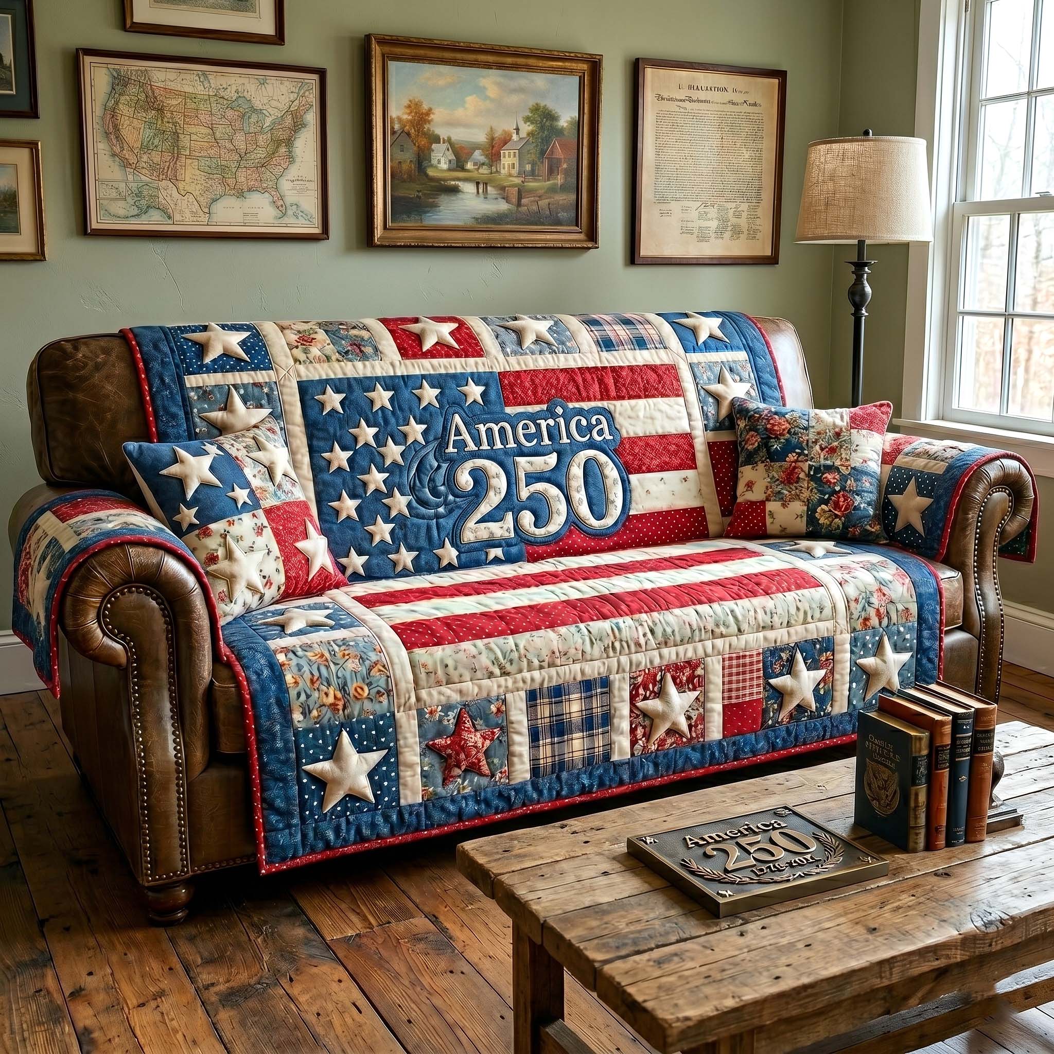 Heritage Patch Quilted Sofa Cover Heritage Charm Couch Cover Present For New Home
