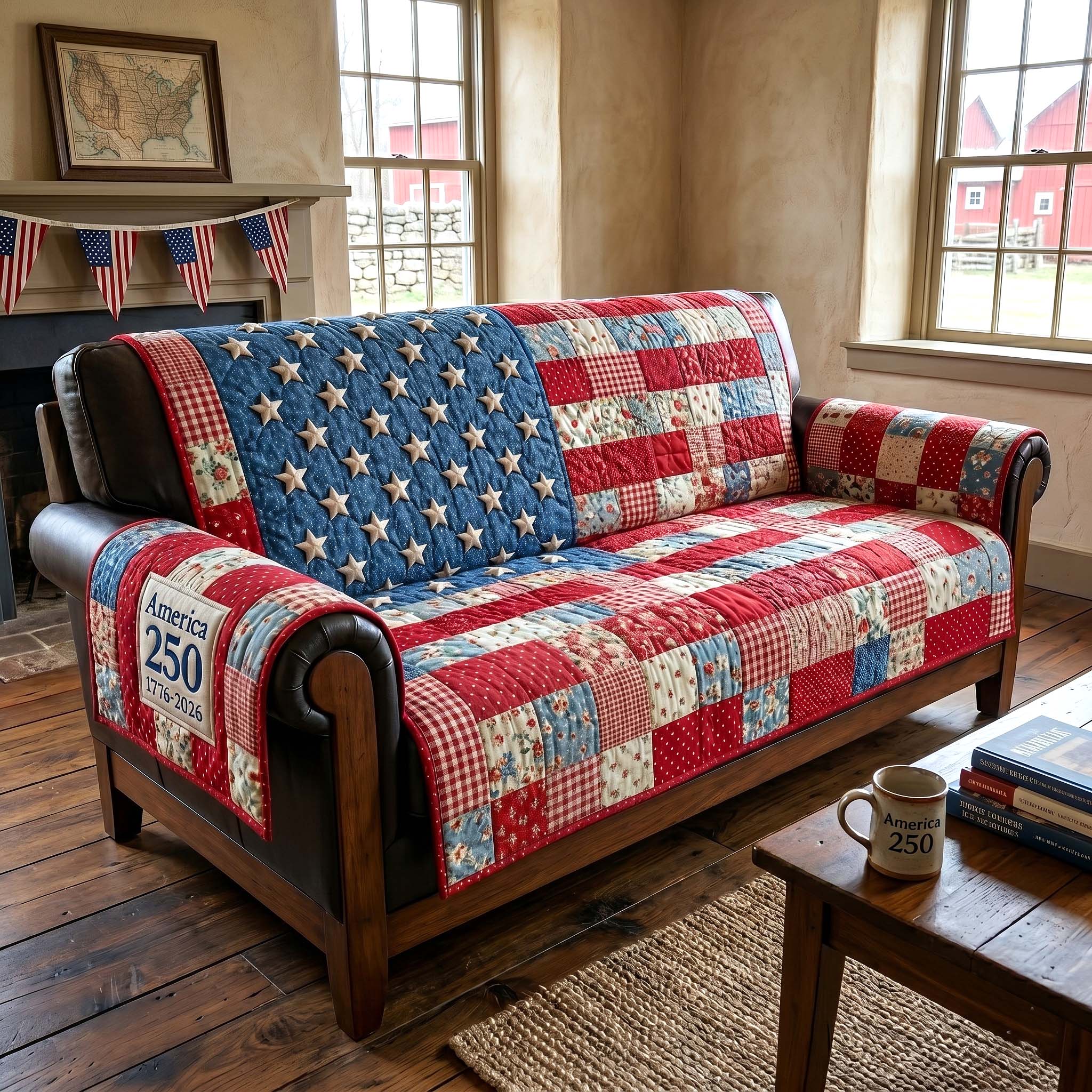 Heritage Patch Quilted Sofa Cover Heritage Legacy Couch Cover Gift For Living Room