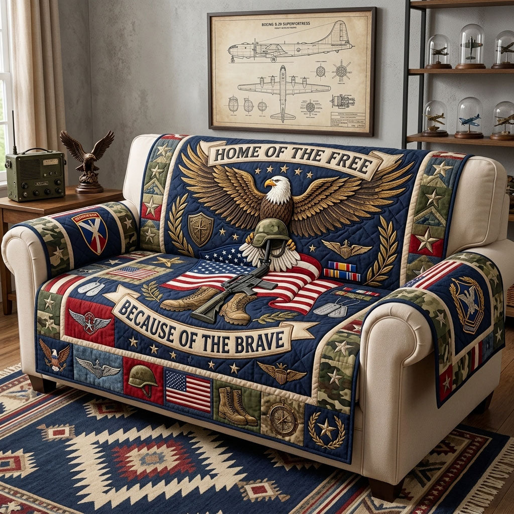 Home Of The Free Quilted Sofa Cover Freedom Home Couch Cover Gift For Cozy Spaces