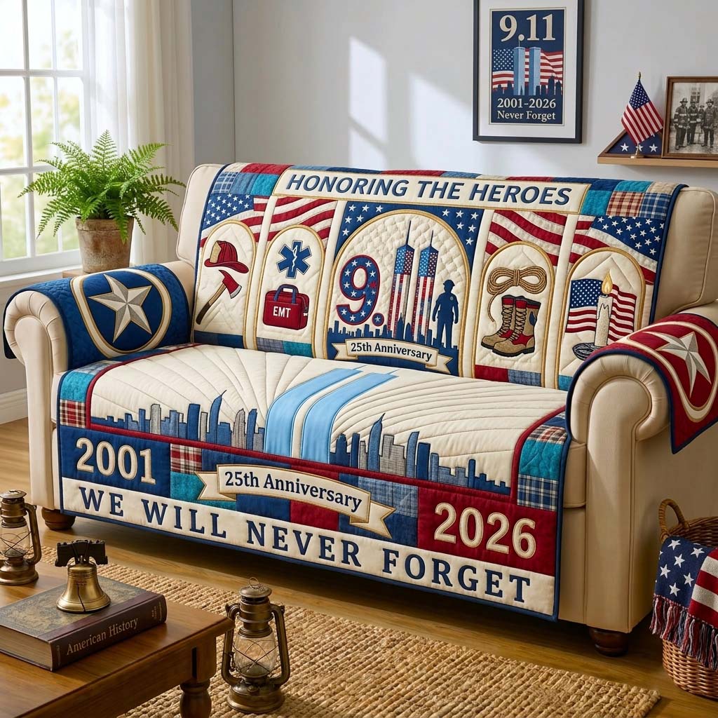 Honoring the Heroes Qulited Sofa Cover Hero Honor Couch Cover Unique Decor Gift