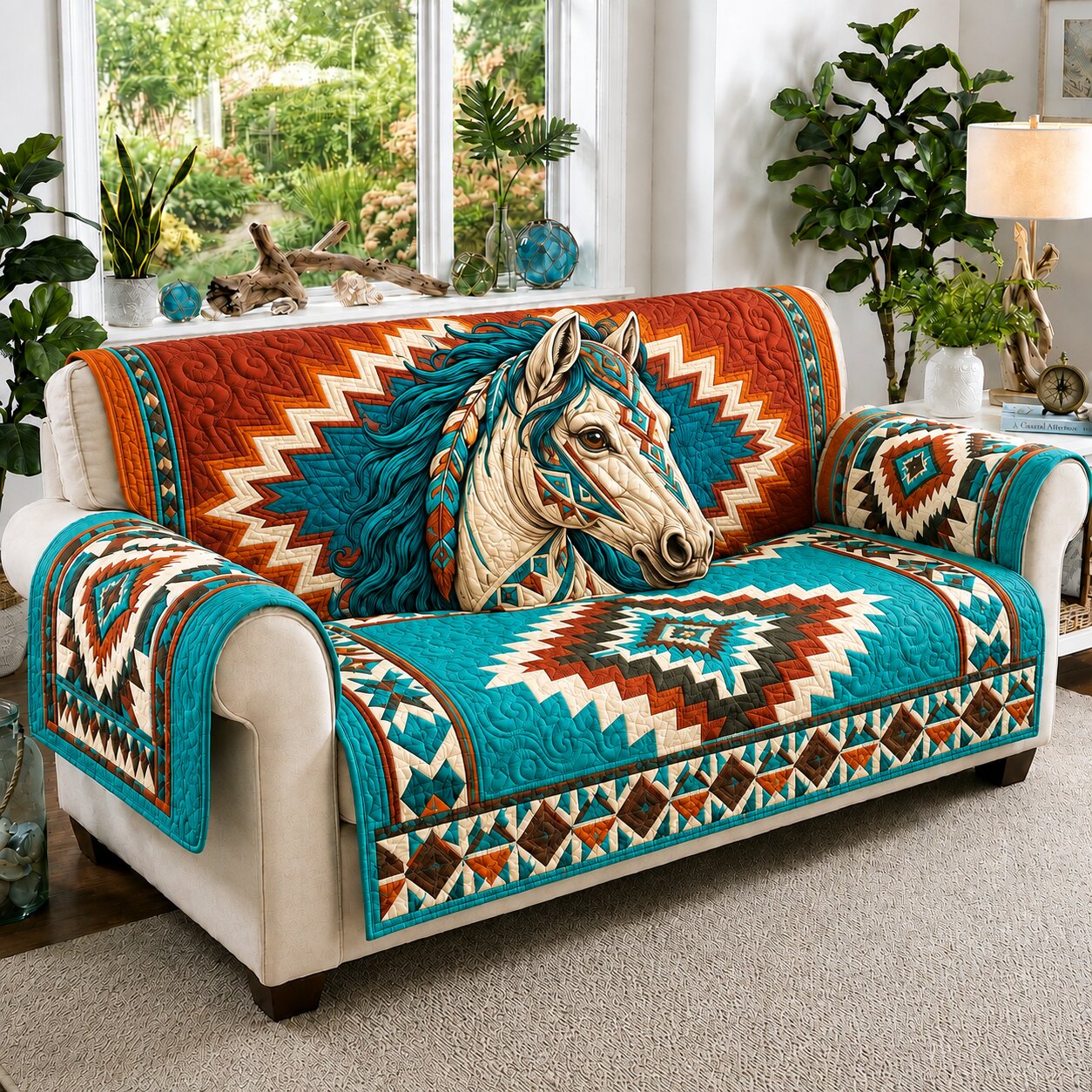 Horse Canyon Quilted Sofa Cover Wild Horse Couch Cover Gifts For Home Lovers