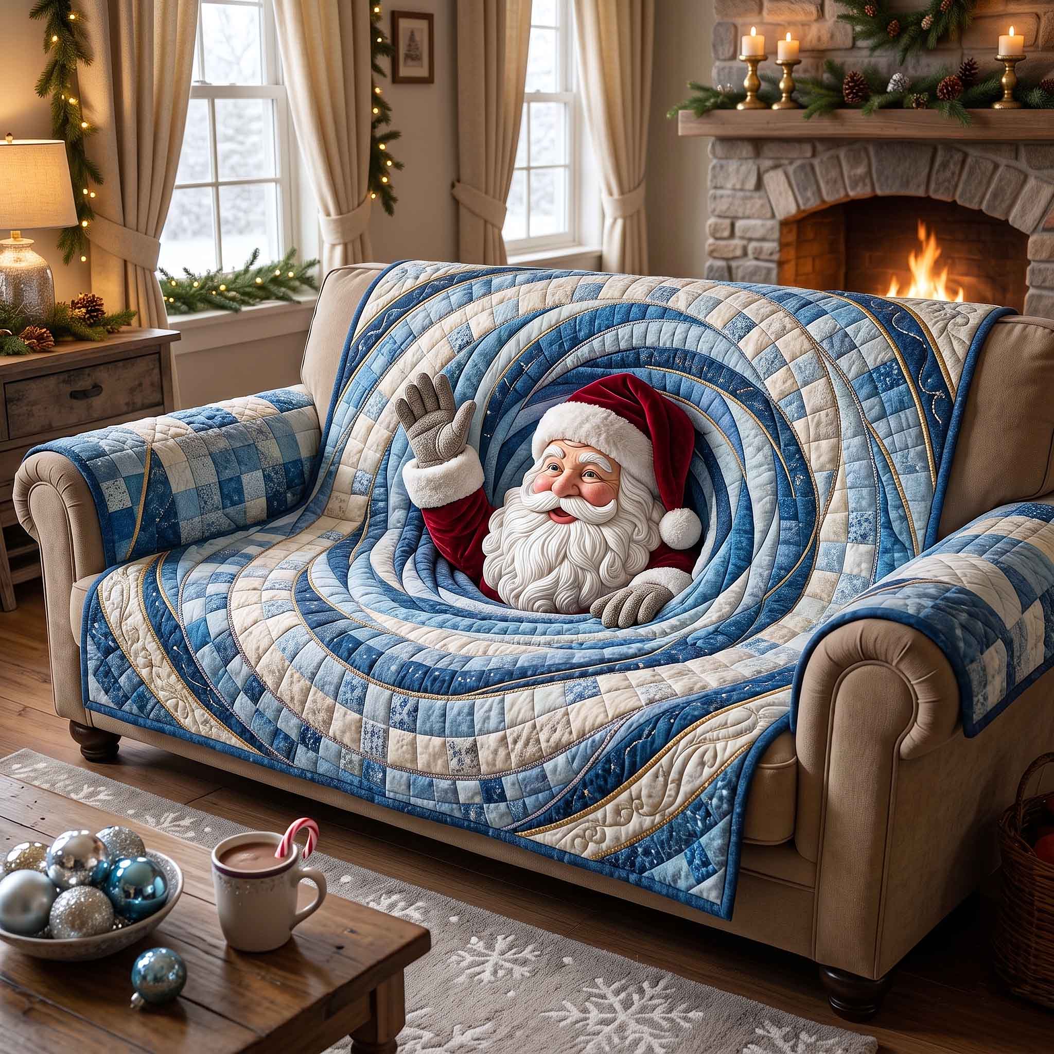 Jolly Workshop Quilted Sofa Cover Holiday Workshop Couch Cover Best Housewarming Gift Ideas