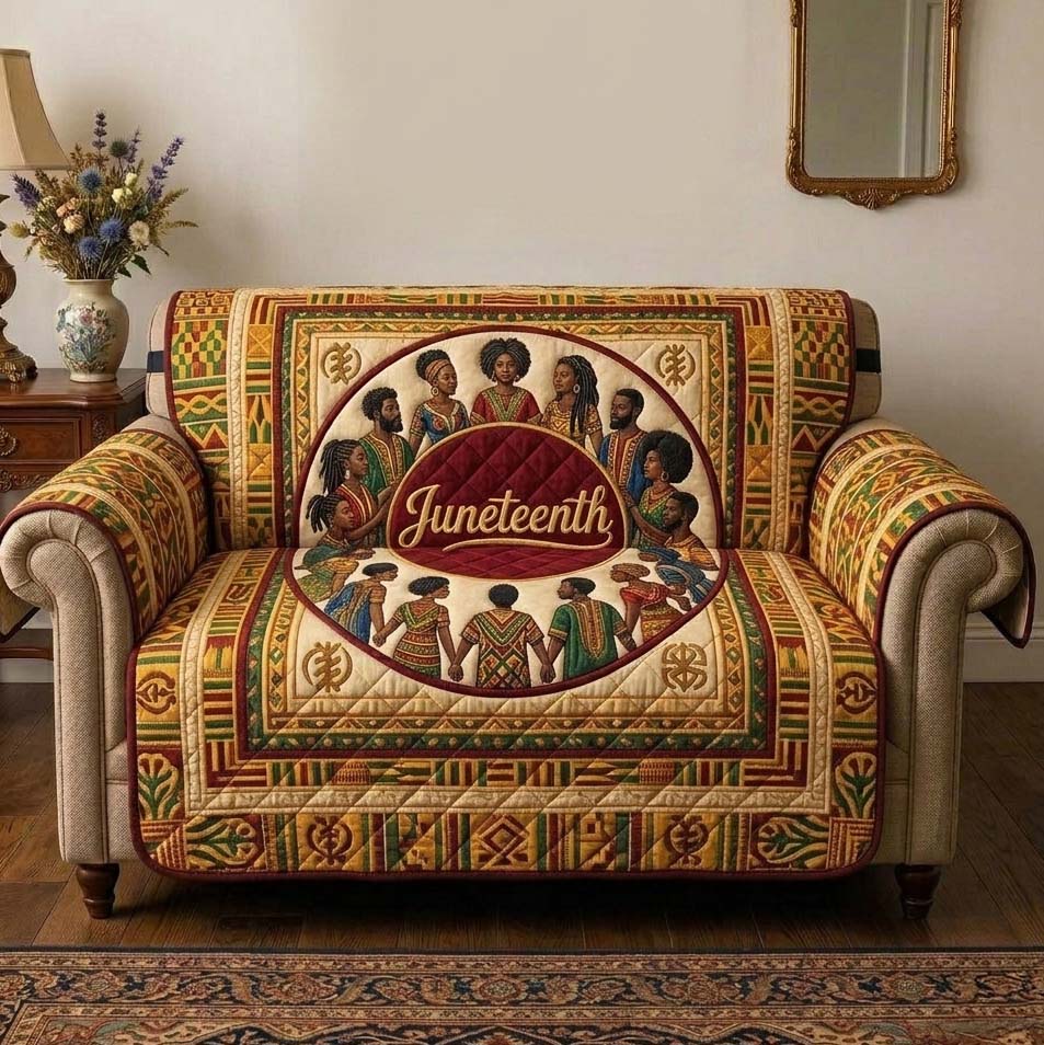 Juneteenth Circle Quilted Sofa Cover Unity Spirit Couch Cover Home Gift