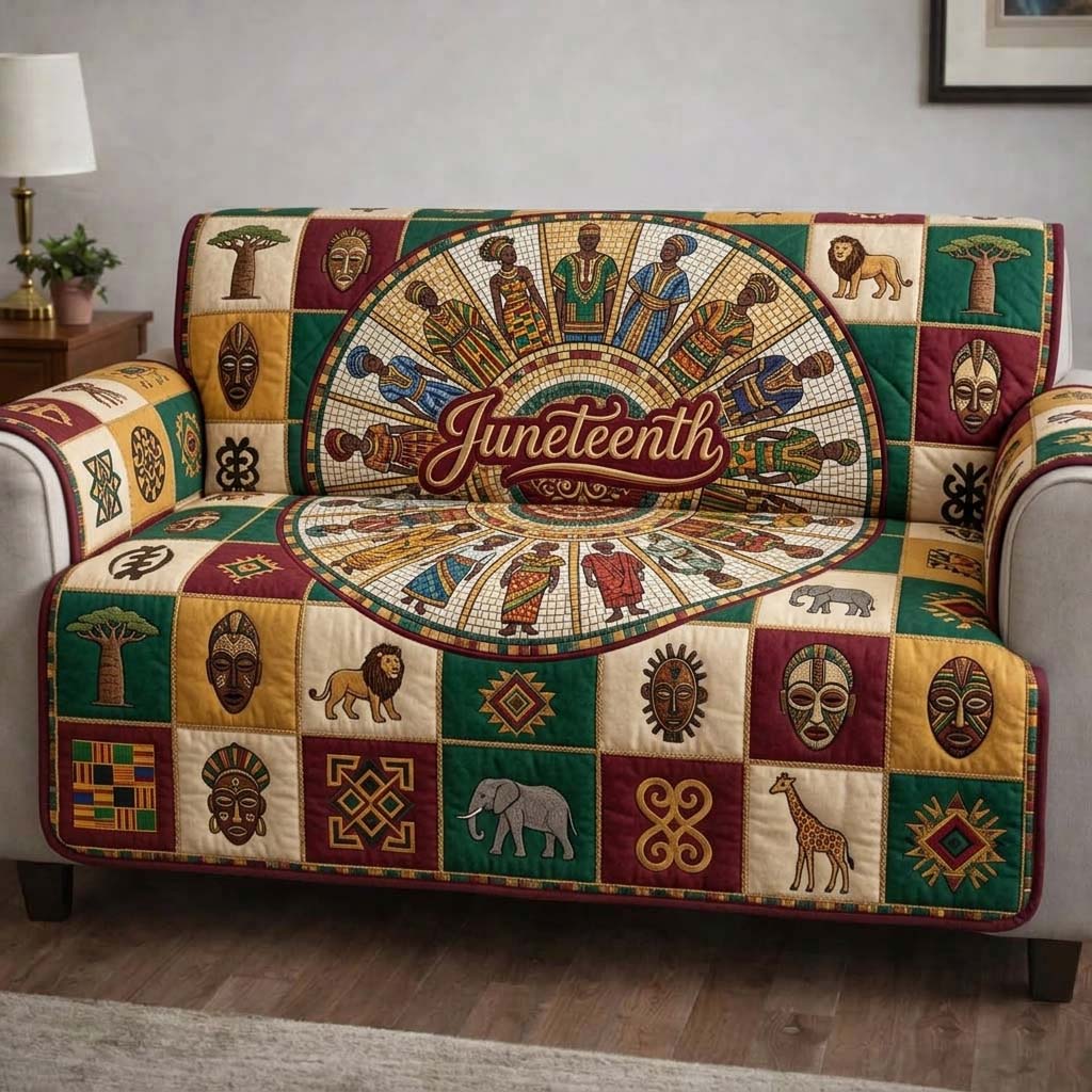 Juneteenth Spirit Quilted Sofa Cover Juneteenth Heritage Couch Cover Home Lover Gift
