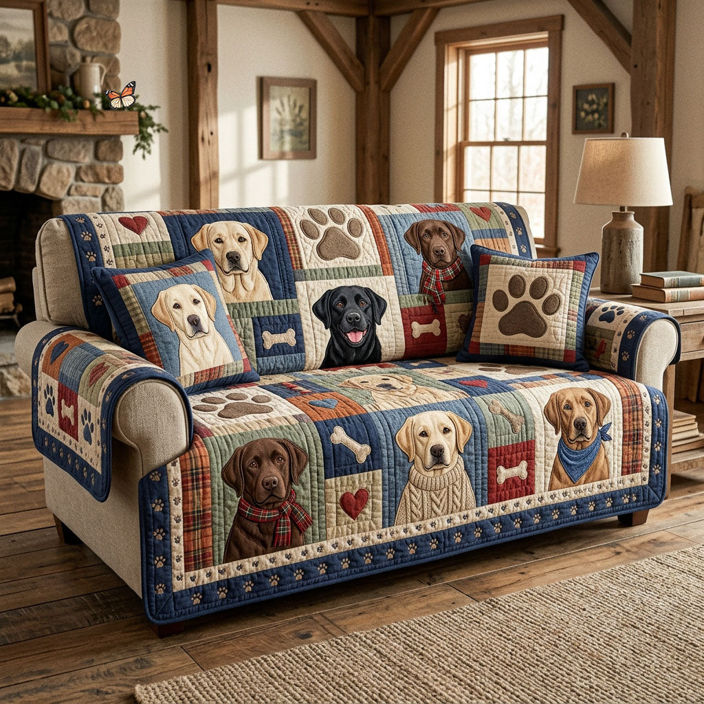Labrador Retriever Quilted Sofa Cover Retriever Pride Couch Cover Cute Room Decor Gifts