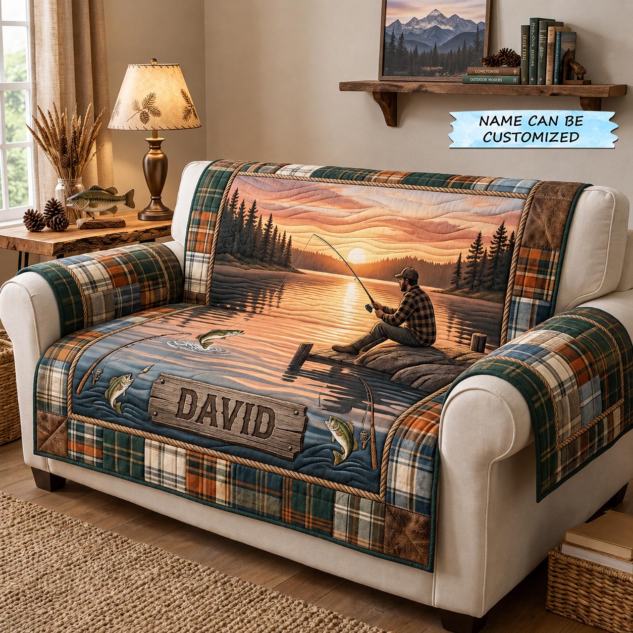 Lake Escape Quilted Sofa Cover Lake Escape Couch Cover Gift For Home Decorators