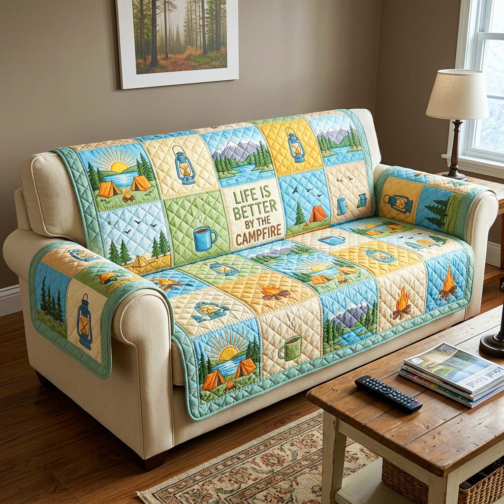 Lakeside Glow Quilted Sofa Cover Lakeside Glow Couch Cover Home Gifts For Him