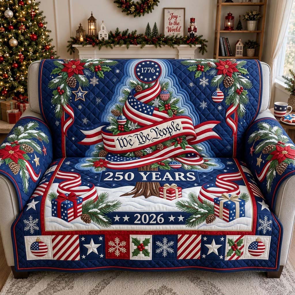 Liberty Christmas 250 Quilted Sofa Cover Christmas Spirit Couch Cover Gift For Home Lover
