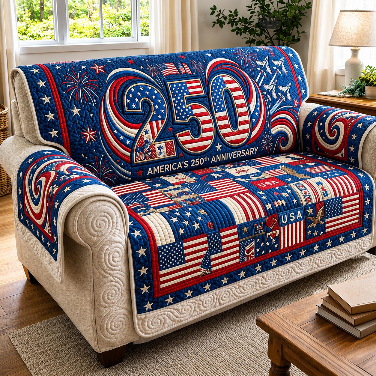Liberty Patch Quilted Sofa Cover Liberty Freedom Couch Cover Room Gift