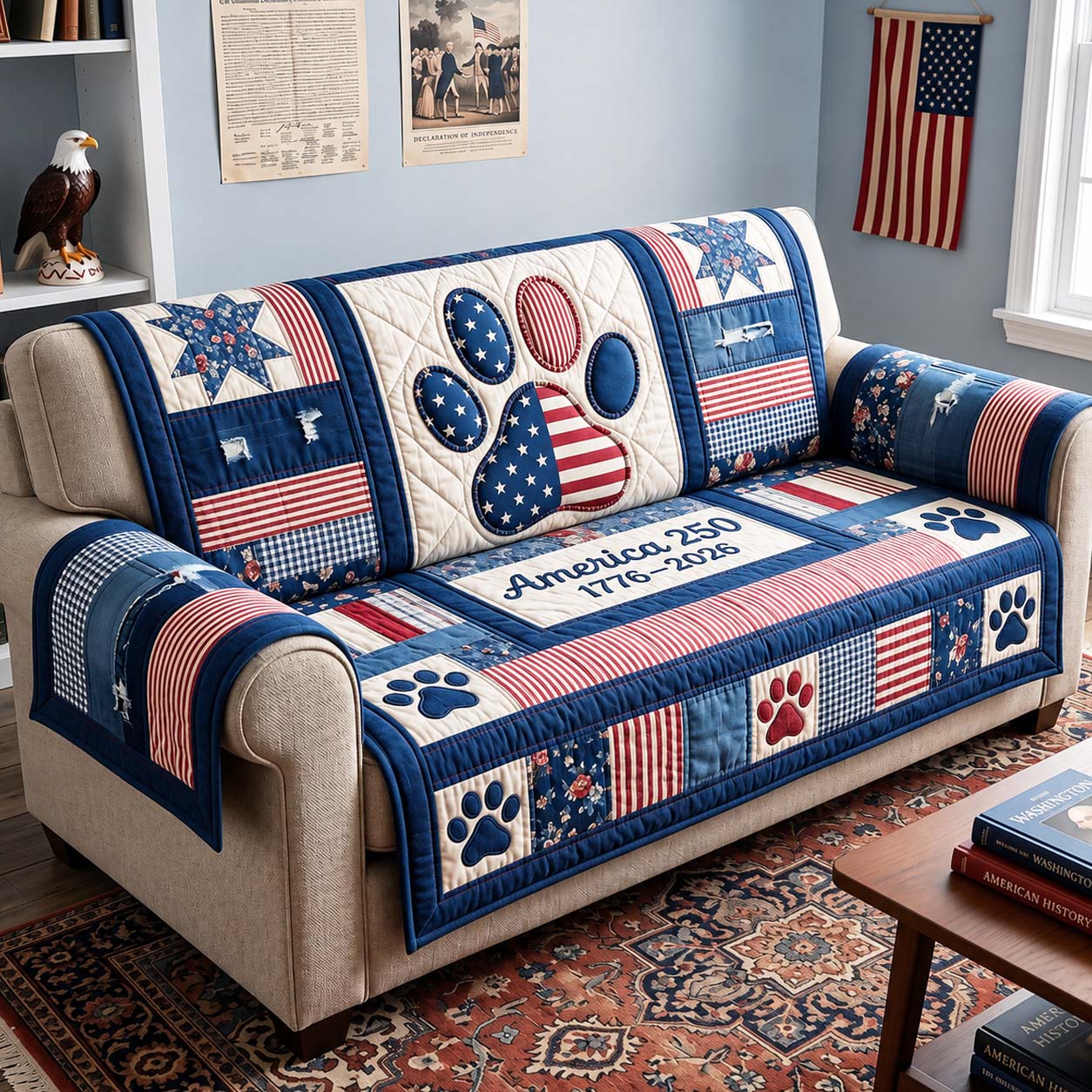 Liberty Paw Quilted Sofa Cover Liberty Glory Couch Cover Top Decor Gift