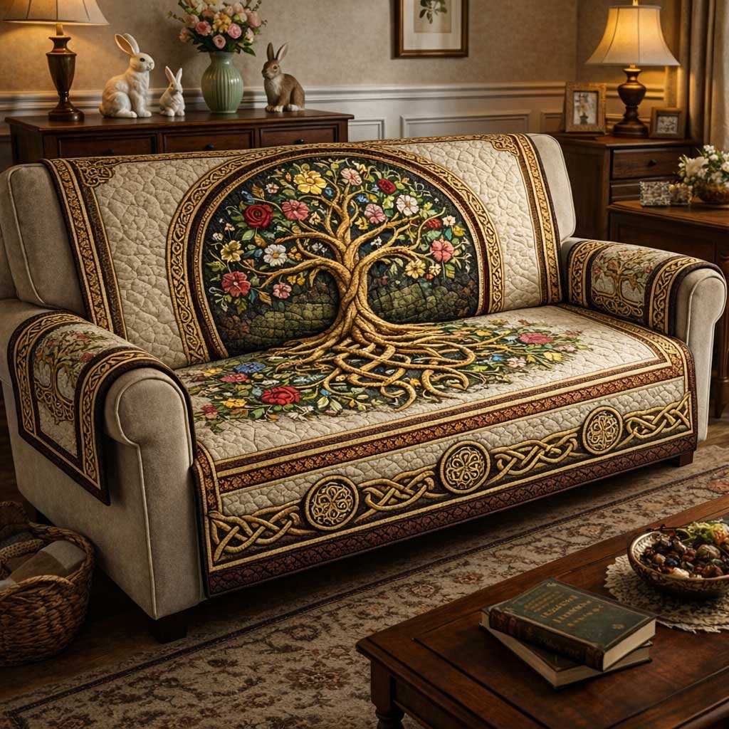 Life Knot Quilted Sofa Cover Cozy Life Couch Cover Cozy Home Decor