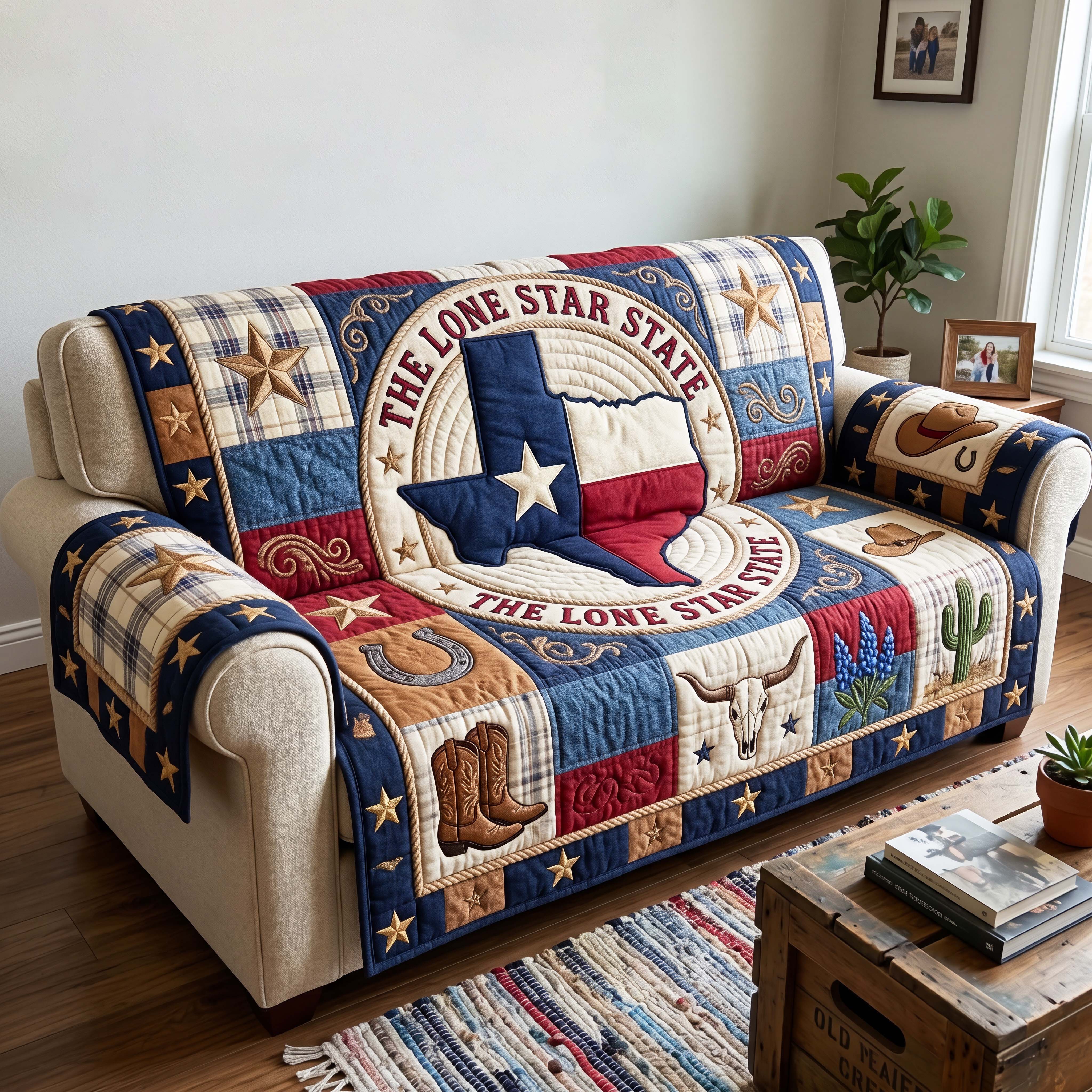 Lone Star Pride Quilted Sofa Cover Pride Love Couch Cover Cozy Living Gift Ideas