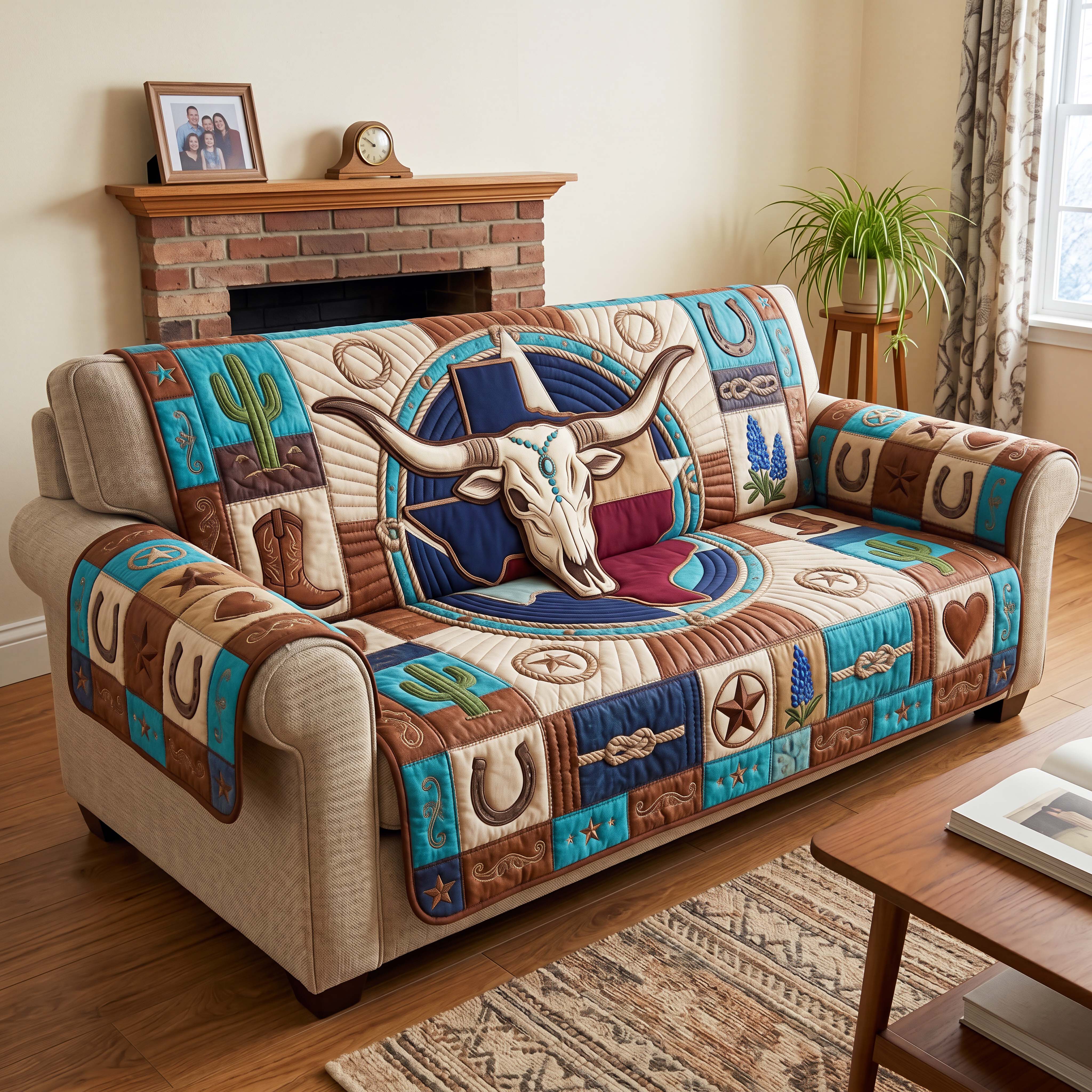Longhorn Crest Quilted Sofa Cover Cozy Longhorn Couch Cover Great Home Decor Finds